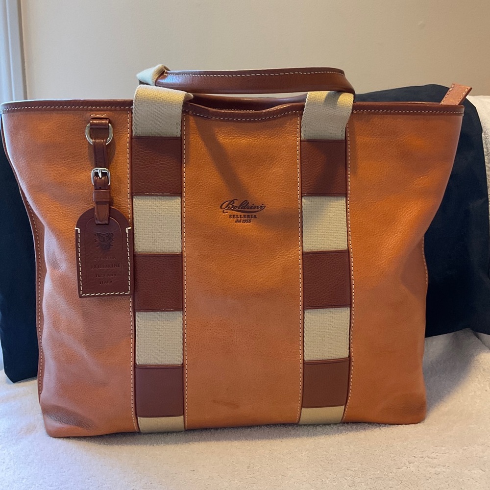 Dooney & Bourke Boldrini Medium Ladder Tote Italian Florentine Natural Leather